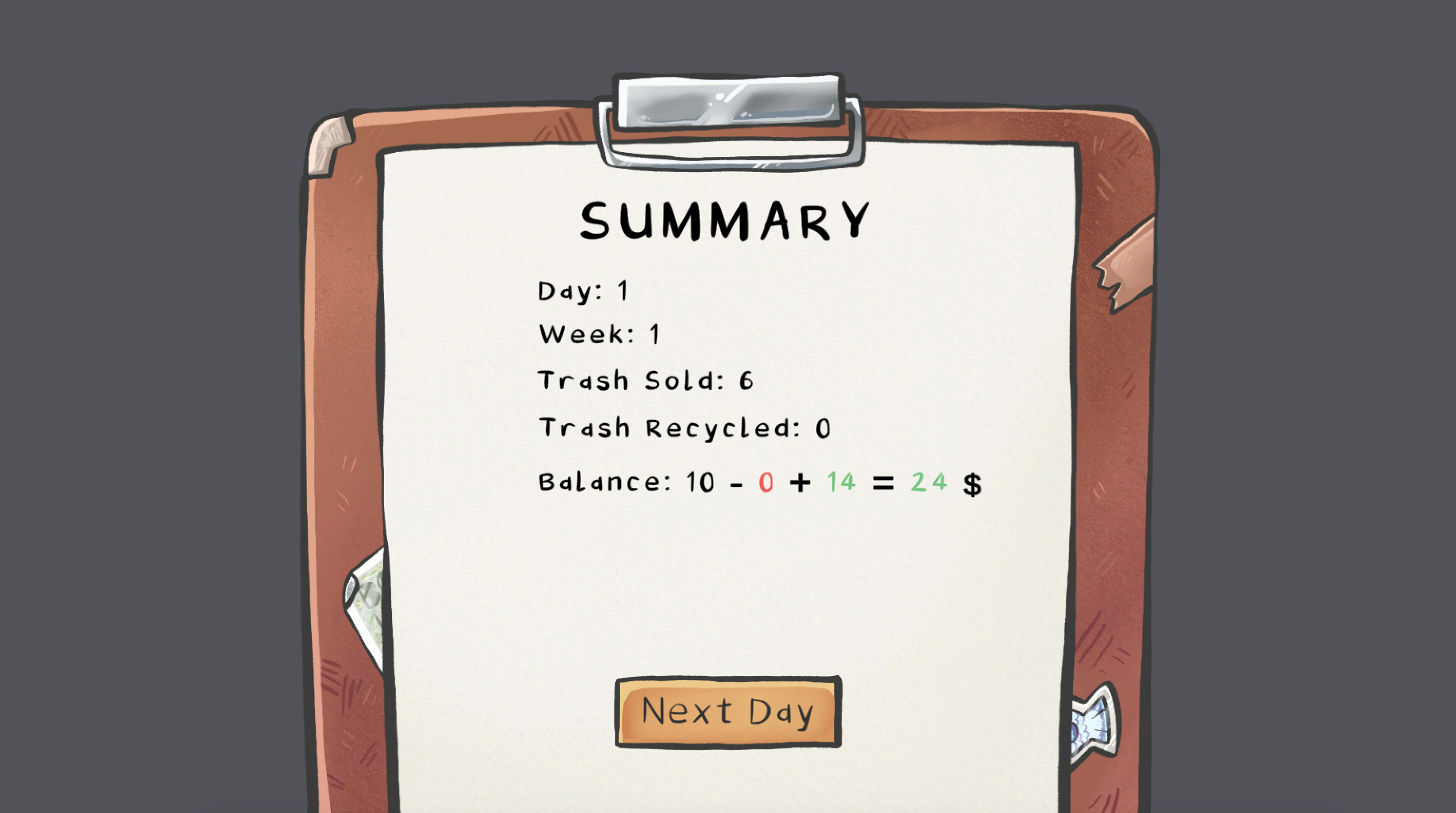 End of Day Screenshot